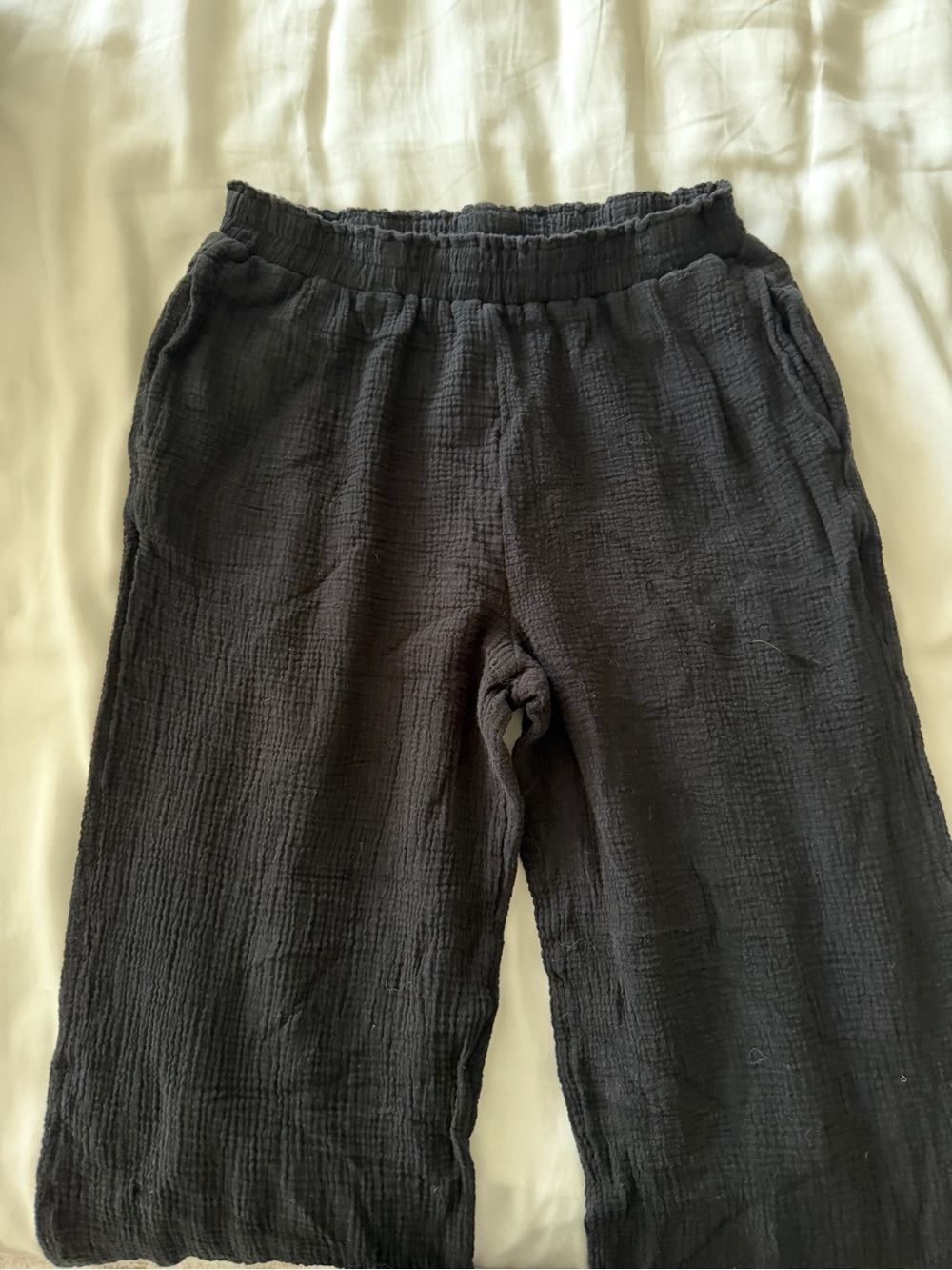 Shade & Shore Black Cotton Gauze Pull-On Kids Pants
